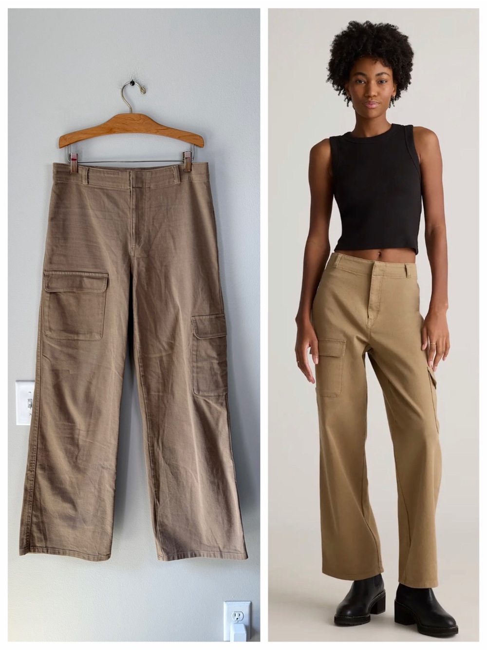 Quince Organic Cotton Twill Cargo Pants in Light Khaki